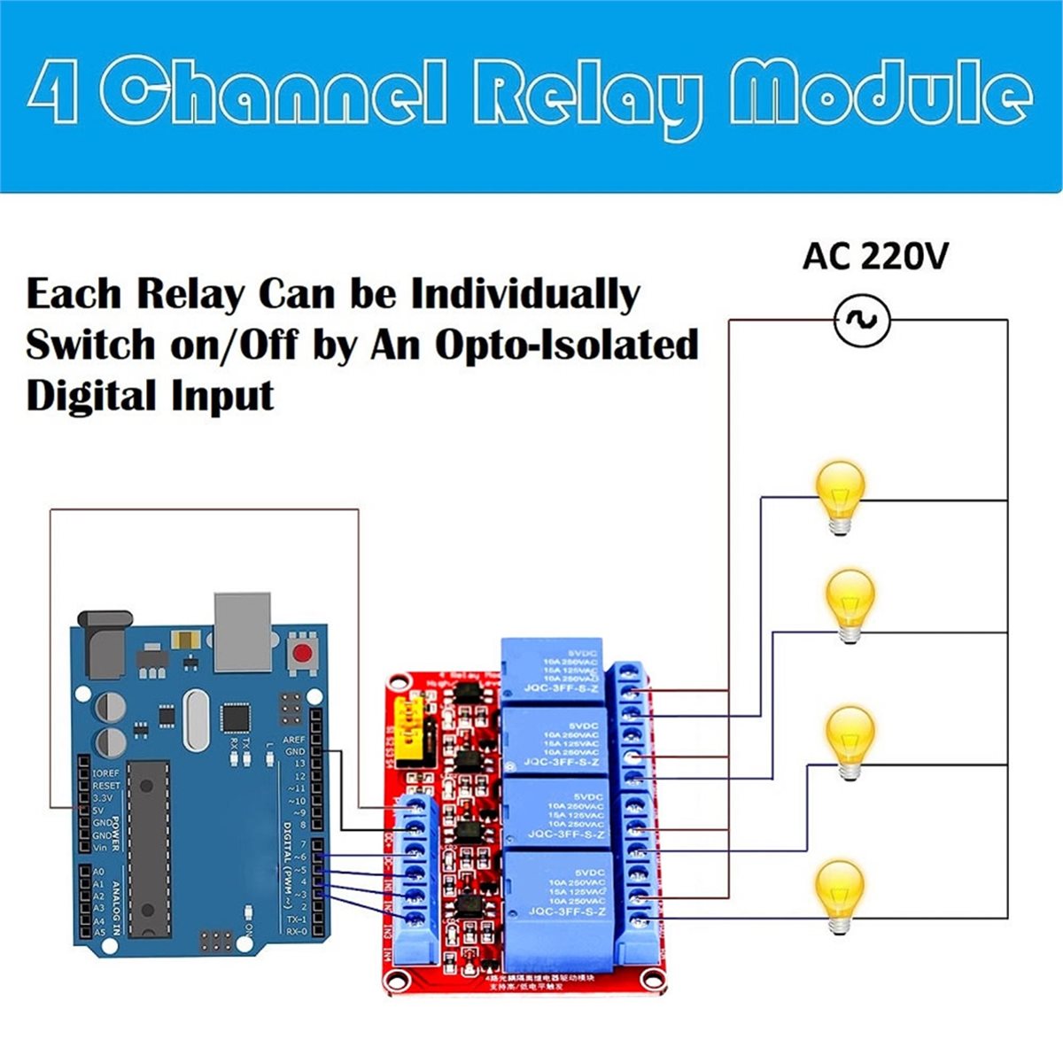 Relay Module 4 Channel - A49T 4채널 릴레이 모듈 5V 12V