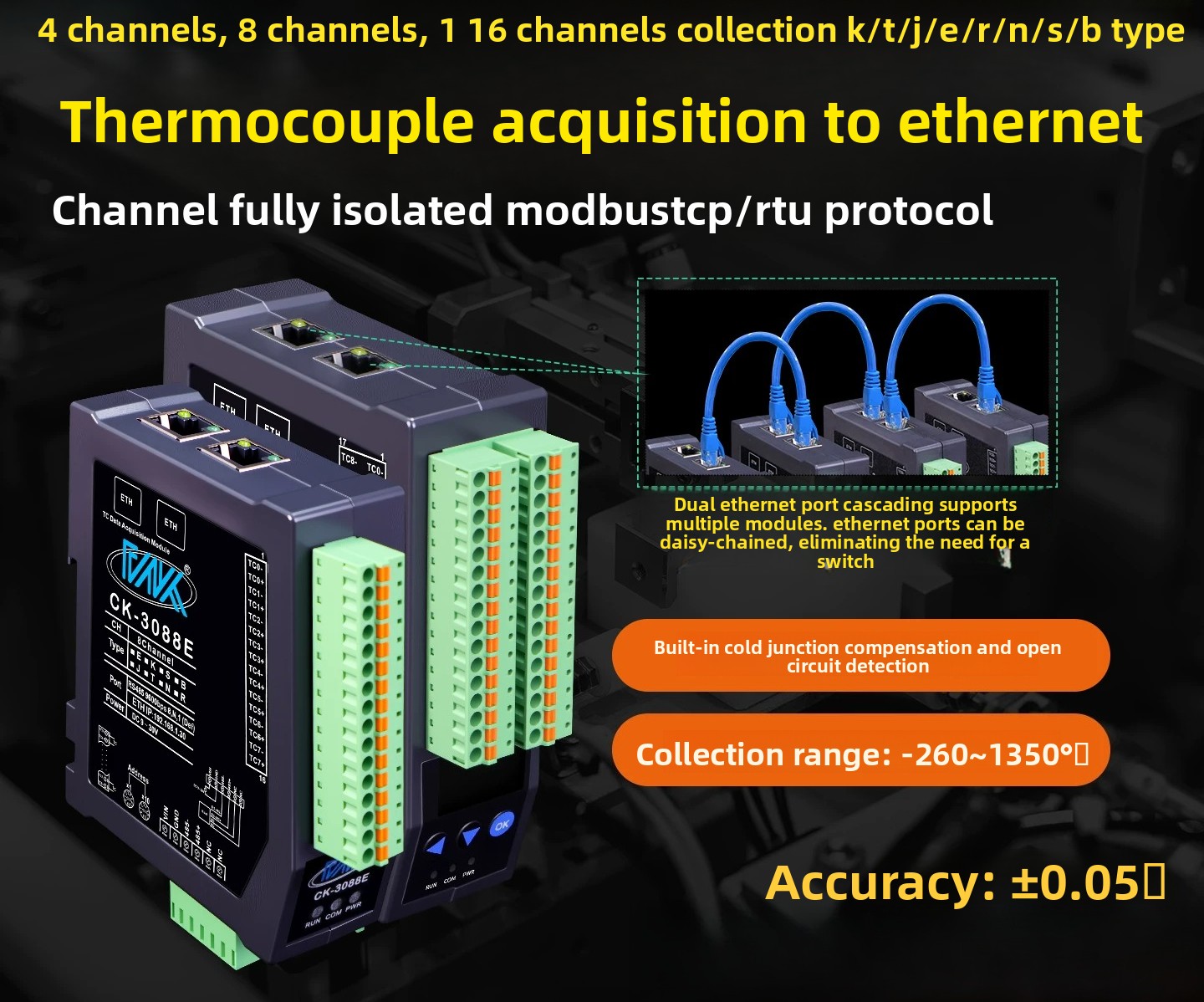Thermocouple Module K Type - 8CH 완전 절연 K형 열전대 열저항