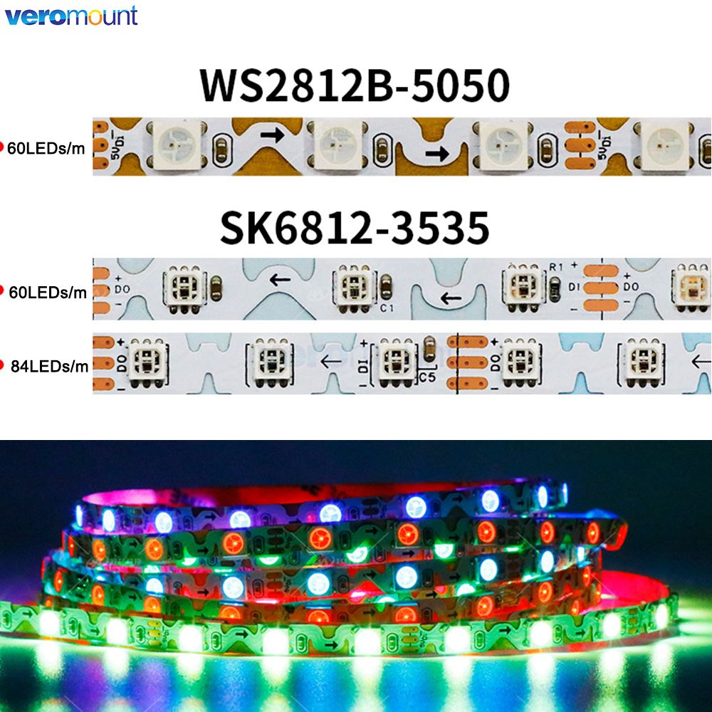 Ws2812B Strip 5V - 6mm 좁은 PCB S 모양 유연한