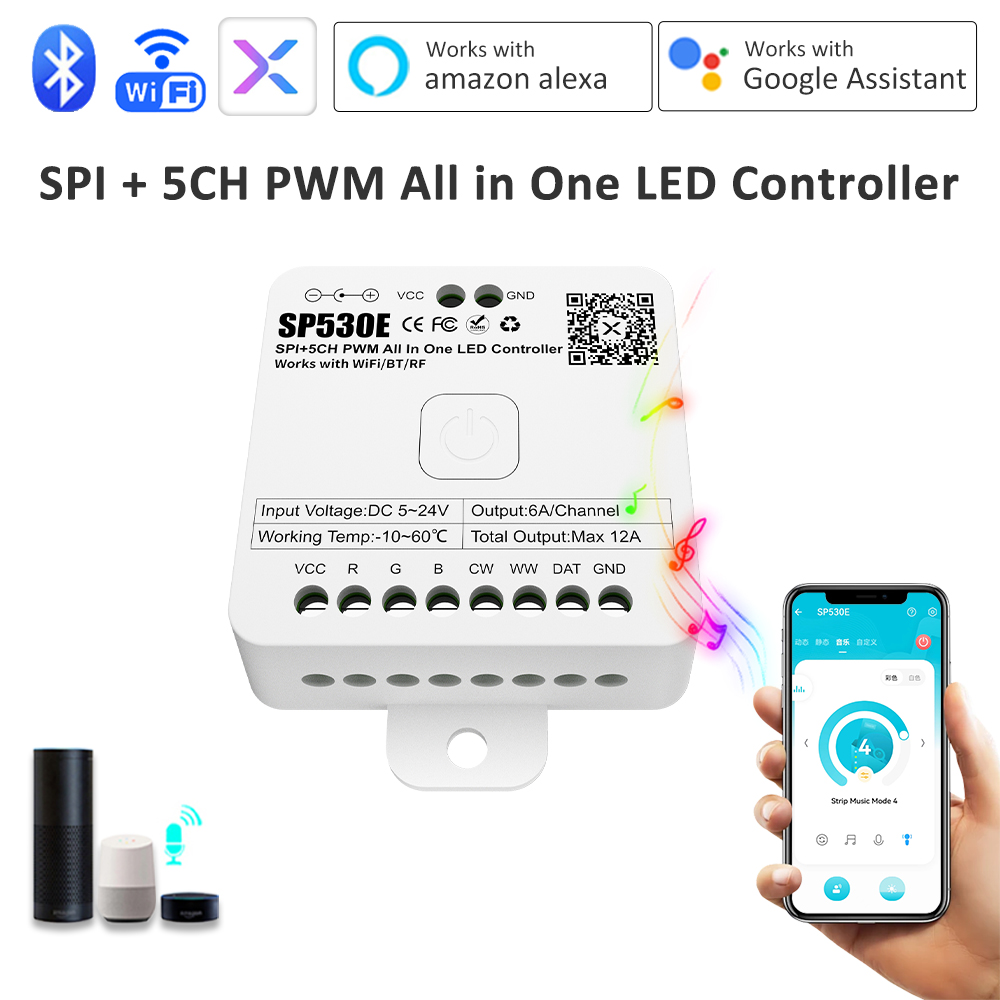Ws2812B Strip 5V - SP530E 올인원 LED 컨트롤러 12V 24V