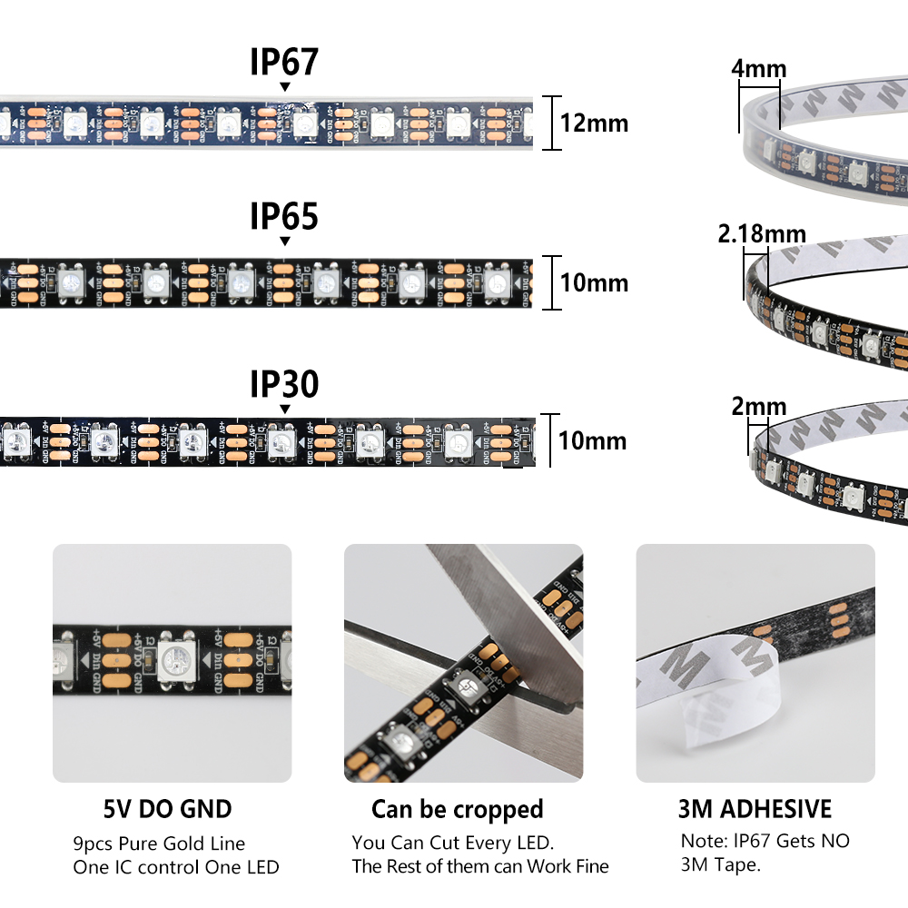 WS2812B 스마트 픽셀 RGBIC LED 스트립 라 - Neopixel 리뷰 및 가격
