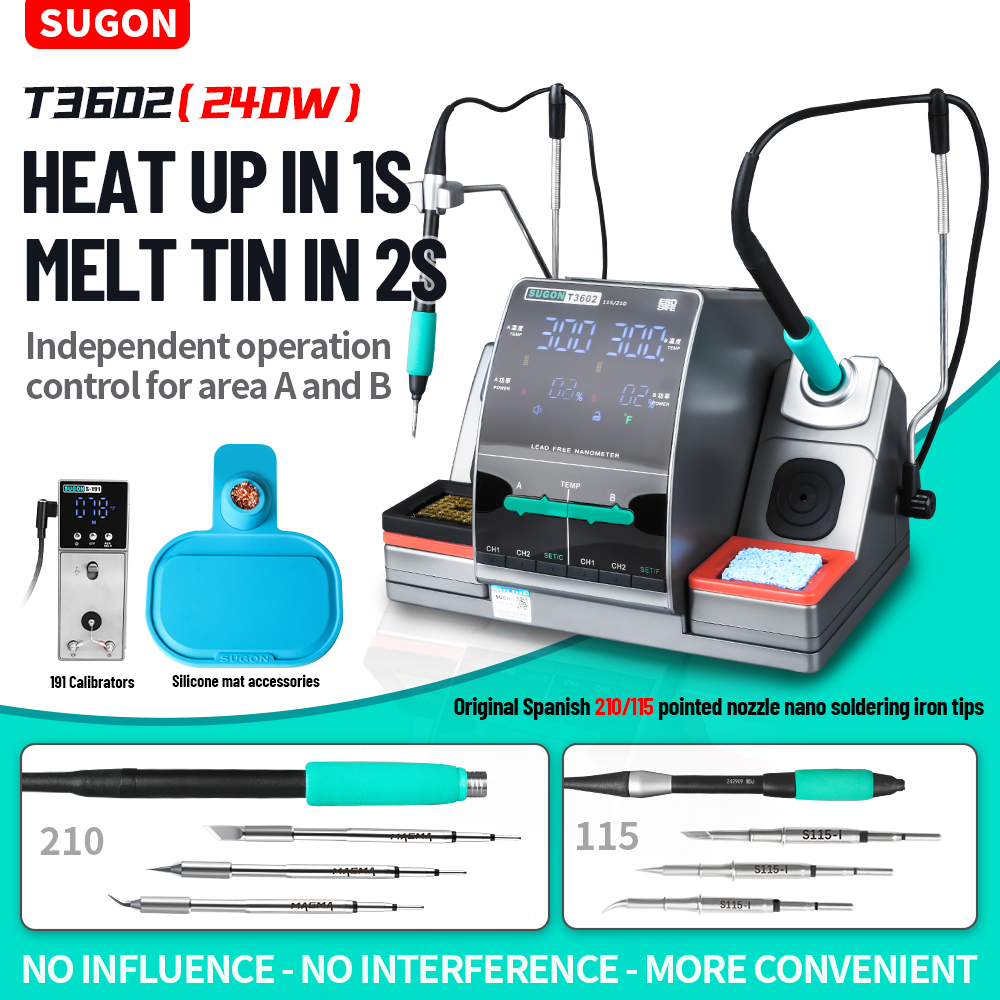 SUGON T3602 240W 납땜 스테이션 이중 핸들 - Soldering Iron Temperature Probe 리뷰 및 가격