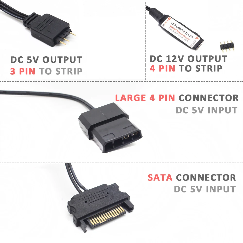 SATA 몰 렉스 RGB 컨트롤러 5V 3Pin 12V - Ws2812B Strip 5V 리뷰 및 가격