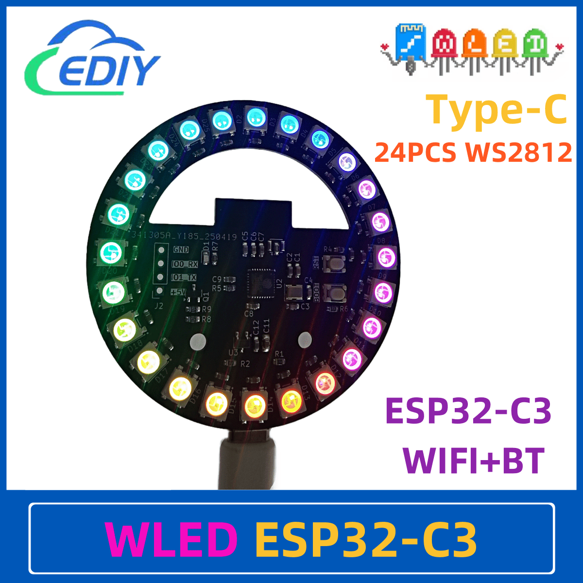 WLED ESP32-C3 개발 보드 원형 다채로운 조명 - Ws2812B 리뷰 및 가격